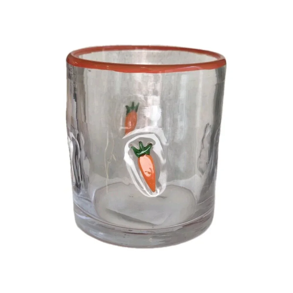 New Glass easter Bunny / Carrot Tumbler Beverage Cocktail Glasses Cup